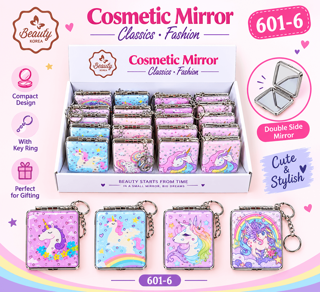 MIRROR UNICORN KEYCHAIN 601-6